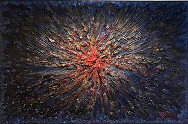 Autumn Pulse 115×75, 2025, plaster and acrylic on canvas