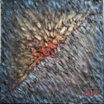 Autumn Sunrise 50×50, 2025, plaster and acrylic on canvas