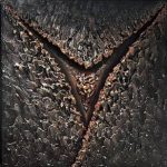 Emotions in Slumber Female 50×50, 2025, plaster and acrylic on canvas