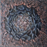 Inhale 50×50, 2025, plaster and acrylic on canvas