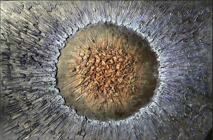 Ode to the Sun 120×80, plaster and acrylic on canvas